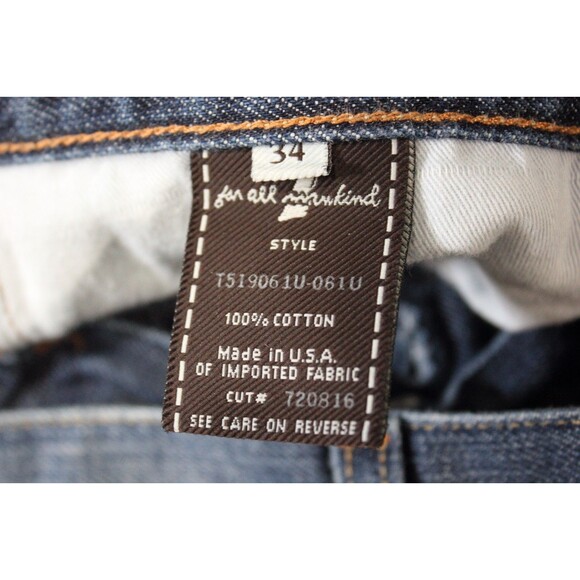 7 For All Mankind Jeans Mens Standard Straight Leg Button Fly Destressed 34X33 - Picture 11 of 14
